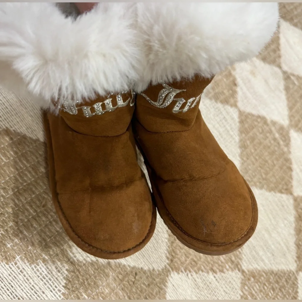 Juicy Couture toddler girls boots bow faux fur embellished uggs winter chestnut